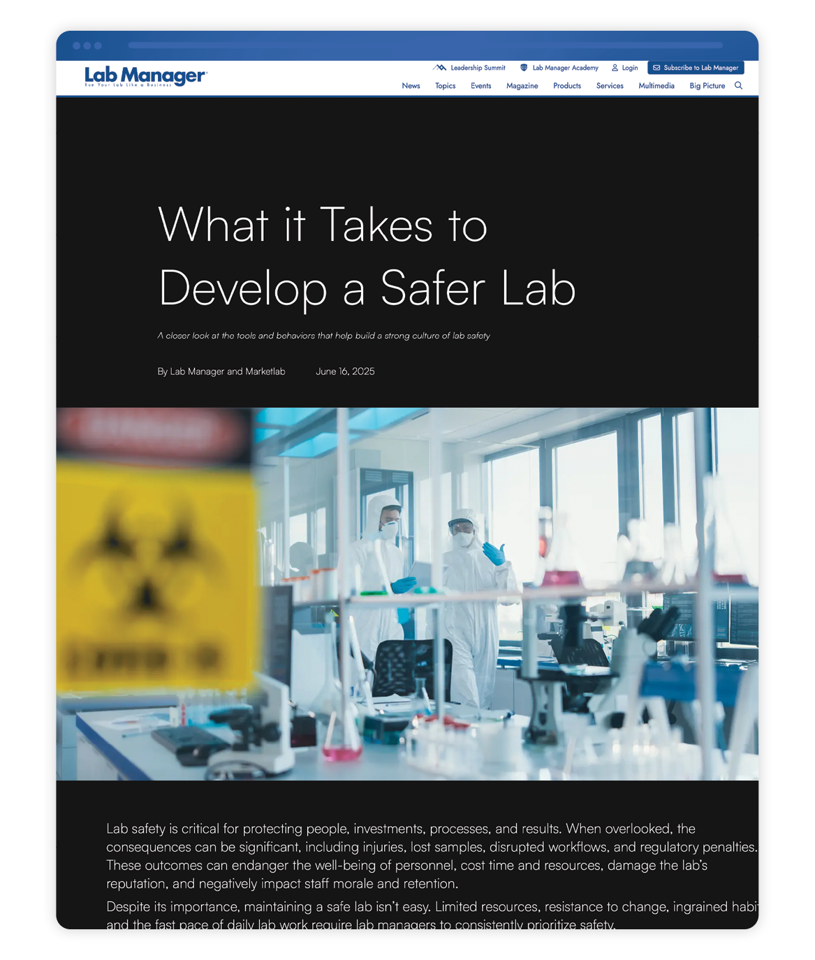 Lab Manager New Dynamic Article Product 